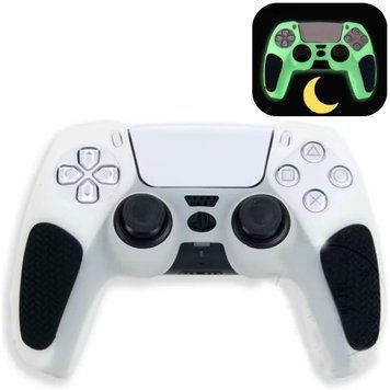 Качественный люминесцентный защитный силиконовый чехол Rubber Protective (White/Black) для геймпада DualSense 1355 фото