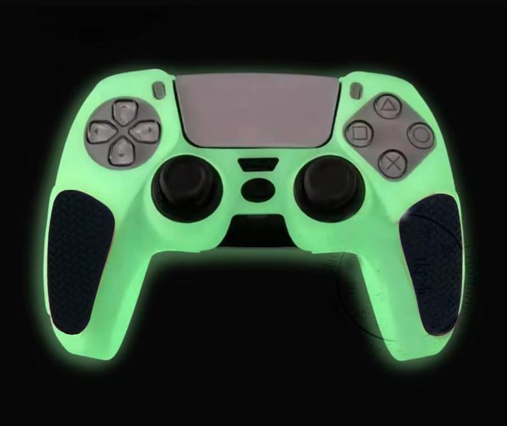 Качественный люминесцентный защитный силиконовый чехол Rubber Protective (White/Black) для геймпада DualSense 1355 фото