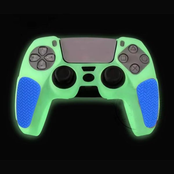 Качественный люминесцентный защитный силиконовый чехол Rubber Protective (White/Blue) для геймпада DualSense 1357 фото