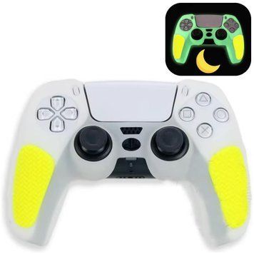 Качественный люминесцентный защитный силиконовый чехол Rubber Protective (White/Yellow) для геймпада DualSense 1356 фото