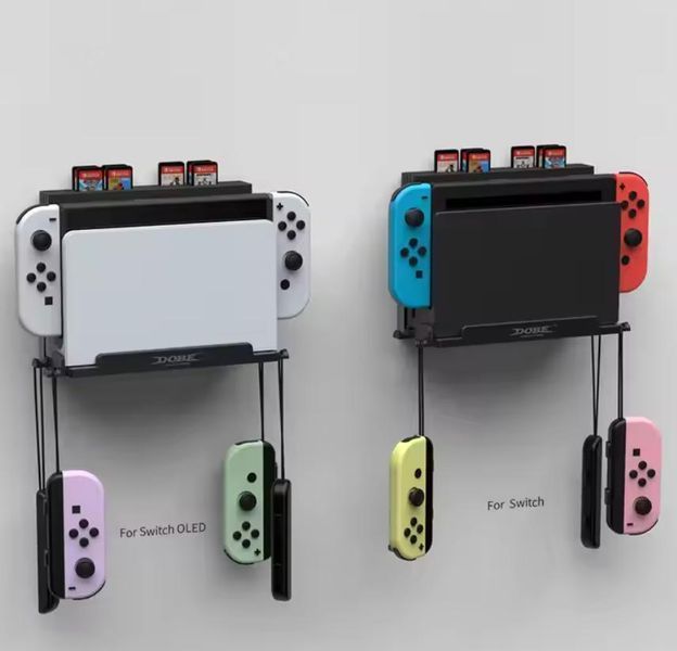Металеве настінне кронштейн кріплення DOBE TNS-3118 для док-станції Nintendo Switch + Switch OLED + стелаж для 28 ігрових 1313 фото