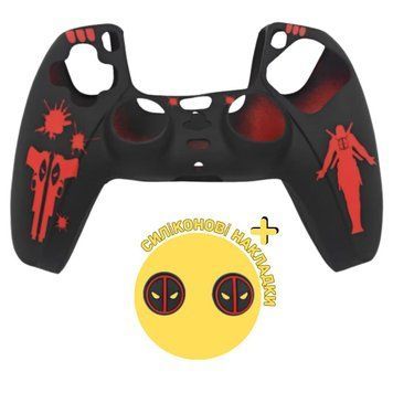 Захисний силіконовий чохол Deadpool для геймпаду Sony DualSense (PS5) + в подарунок накладки на стіки 1216 фото