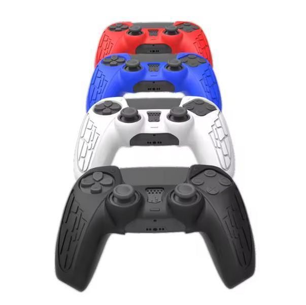 Комплект 5в1: Якісний захисний силіконовий чохол Embossed Black для геймпада DualSense Sony PlayStation 5 (PS5) + 4 накладки на 1015 фото