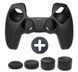 Комплект 5в1: Якісний захисний силіконовий чохол Embossed Black для геймпада DualSense Sony PlayStation 5 (PS5) + 4 накладки на 1015 фото 1