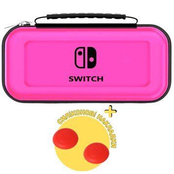 Жорсткий захисний кейс чохол для ігрової консолі Nintendo Switch / Nintendo Switch OLED (Full Pink) + в подарунок накладки на 0931 фото