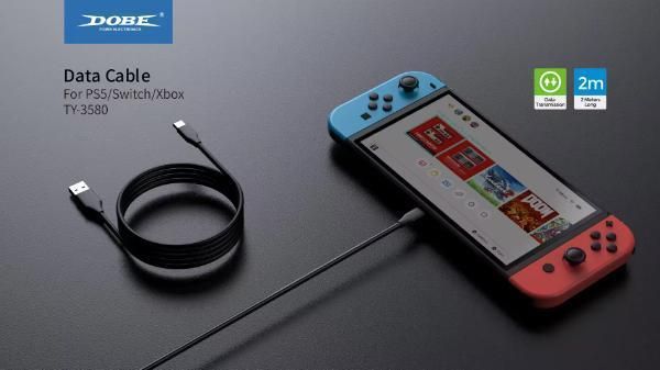 Зарядний кабель DOBE TP5-3580 (2М) USB / Type-C для Sony DualSense PS5 / Xbox Series X|S / Nintendo Switch / Switch OLED / Switch 1168 фото