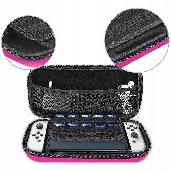 Жорсткий захисний кейс чохол для ігрової консолі Nintendo Switch / Nintendo Switch OLED (Full Pink) + в подарунок накладки на 0931 фото