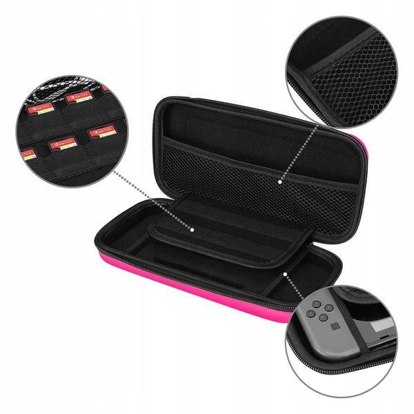 Жорсткий захисний кейс чохол для ігрової консолі Nintendo Switch / Nintendo Switch OLED (Full Pink) + в подарунок накладки на 0931 фото