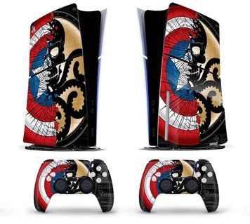 Комплект вінілових наліпок Honson (Captain America's Shield) для Sony PlayStation 5 SLIM Blu-ray та Dualsense 1083 фото