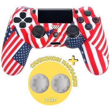 Захисний силіконовий чохол USA для геймпаду Sony DualShock 4 (PS4) + в подарунок накладки на стіки 0895 фото