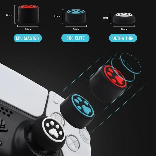 Силіконові накладки на стики Paws 6в1 White/Black для геймпадів PS5 / PS4 / Xbox 1235 фото
