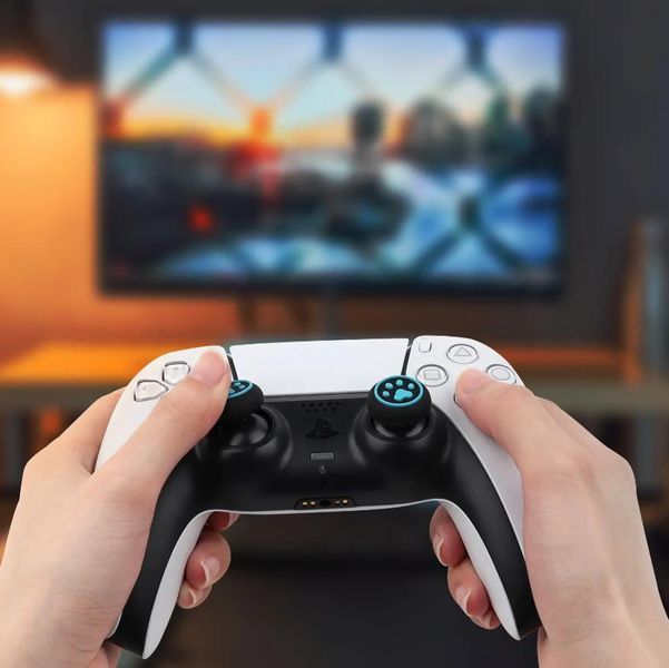 Силіконові накладки на стики Paws 6в1 White/Black для геймпадів PS5 / PS4 / Xbox 1235 фото