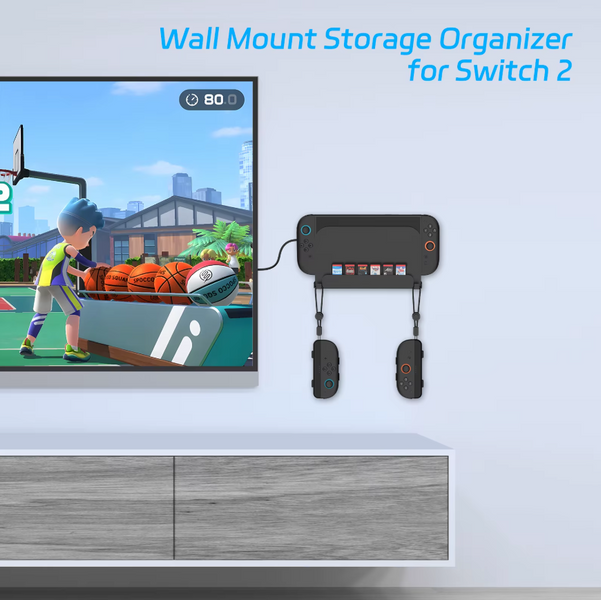 Настінне кронштейн кріплення JYS для док-станції Nintendo Switch 2 + кріплення для 6 ігрових картриджів + гачки для Joy-Con 1517 фото
