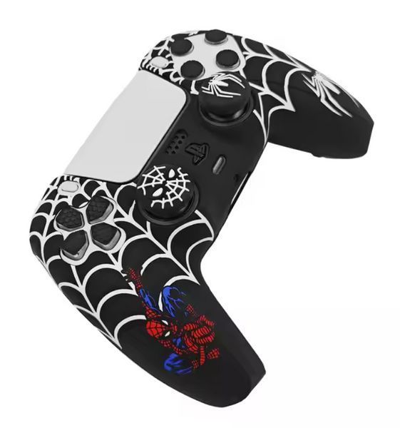 Защитный силиконовый чехол Spider-Man (Black) для геймпада Sony DualSense (PS5) + накладки 1316 фото