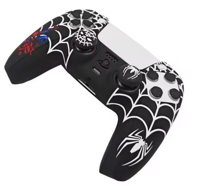 Защитный силиконовый чехол Spider-Man (Black) для геймпада Sony DualSense (PS5) + накладки 1316 фото