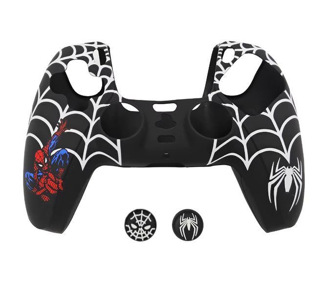 Защитный силиконовый чехол Spider-Man (Black) для геймпада Sony DualSense (PS5) + накладки 1316 фото