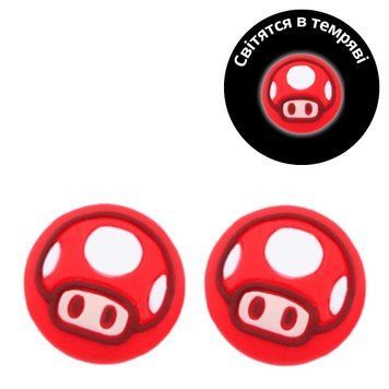 Силіконові накладки на стіки які світяться в темряві Mushroom (Red) для геймпадів Sony DualShock PS4 / DualSense PS5 / Xbox 0882 фото