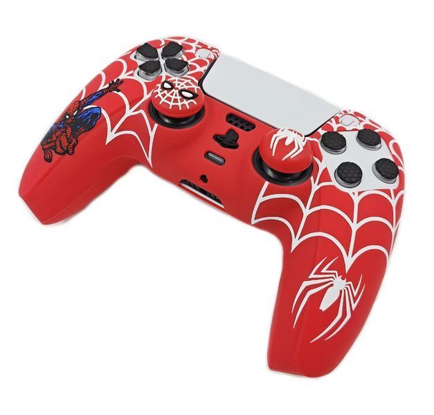 Защитный силиконовый чехол Spider-Man (Red) для геймпада Sony DualSense (PS5) + накладки 1317 фото