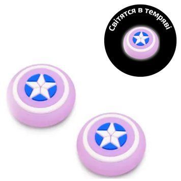 Силіконові накладки на стіки які світяться в темряві Captain America (Purple) для геймпадів Sony DualShock PS4 / DualSense PS5 / 0883 фото