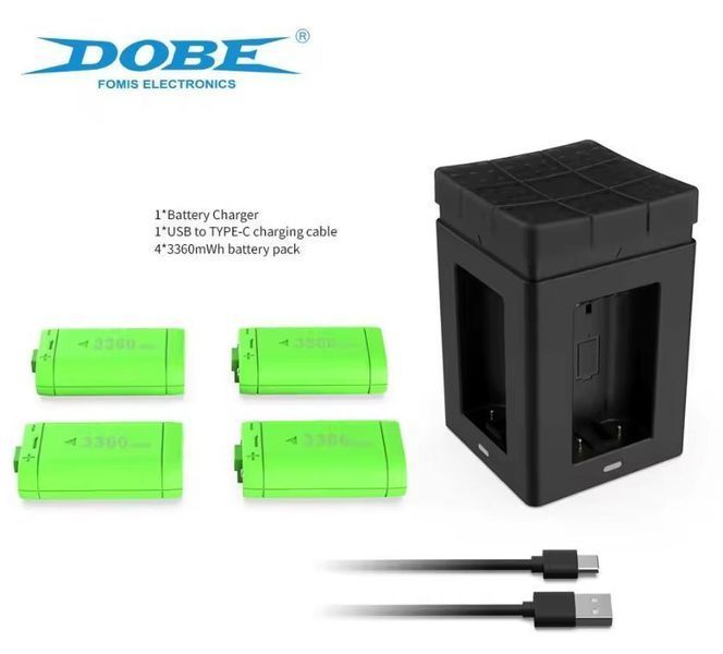 4 аккумулятора (3360 mWh) + зарядная станция Dobe TYX-3610 для геймпадов Microsoft Xbox Series S|X / One с 1315 фото