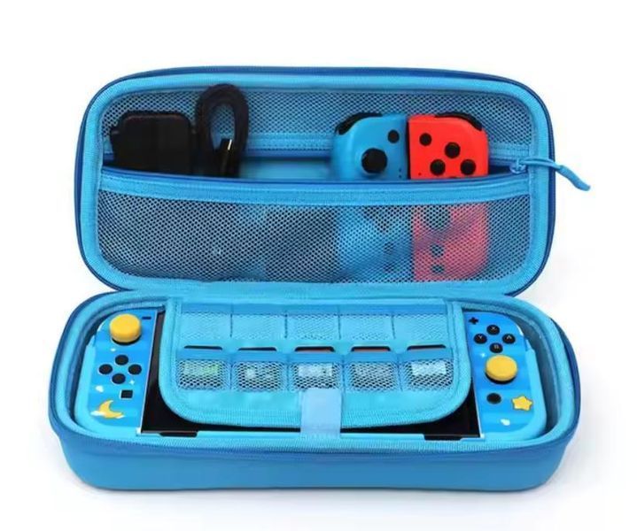 Жорсткий захисний кейс чохол DOBE TNS-2121 для ігрової консолі Nintendo Switch / Switch OLED (Blue) + 2 картхолдери + накладки на 1312 фото