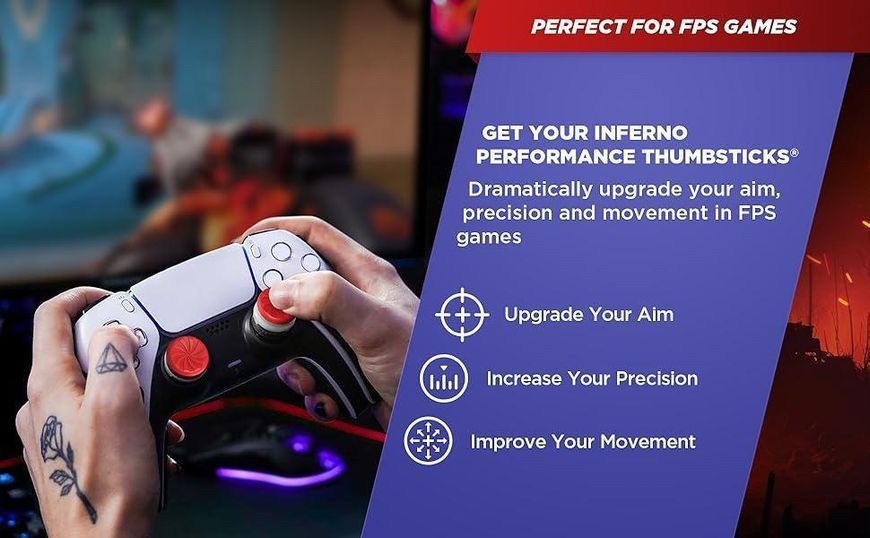 Накладки на стіки KontrolFreek Inferno Edition 2025 для Sony DualSense PS5 / DualShock PS4 1367 фото