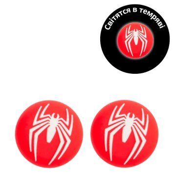 Силіконові накладки на стіки які світяться в темряві Spider-Man (Red) для геймпадів Sony DualShock PS4 / DualSense PS5 / Xbox 0885 фото