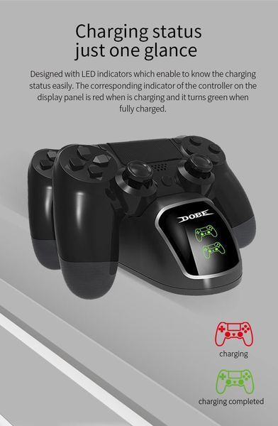 Зарядна станція DOBE TP4-889 для геймпадів DualShock 4 (PS4) з LED індикаторами (Black) 0974 фото