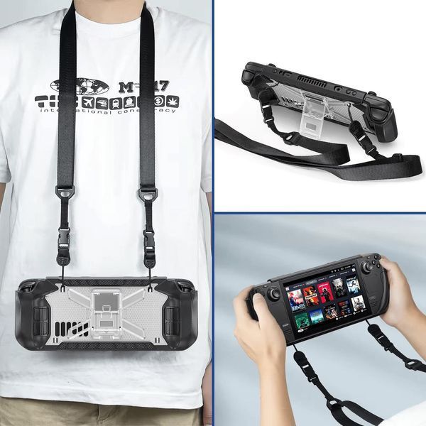 Якісний захисний чохол з ремінцем FashionCase для ігрової консолі Valve STEAM DECK / STEAM DECK OLED (Black/Transparent) 1074 фото