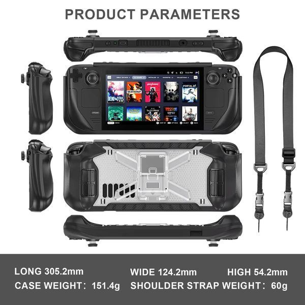 Якісний захисний чохол з ремінцем FashionCase для ігрової консолі Valve STEAM DECK / STEAM DECK OLED (Black/Transparent) 1074 фото