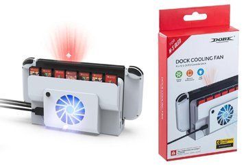 Охолоджуючий кулер з підсвічуванням Dobe TNS-1155 для док-станції Nintendo Switch OLED + 14 слотів для картриджів 1380 фото
