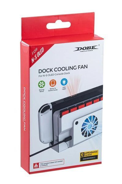Охолоджуючий кулер з підсвічуванням Dobe TNS-1155 для док-станції Nintendo Switch OLED + 14 слотів для картриджів 1380 фото