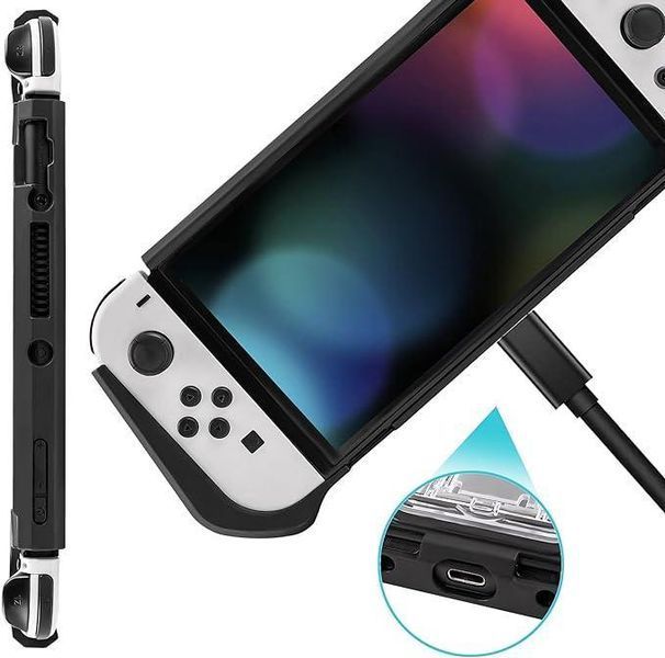 Якісний захисний чохол Protector для ігрової консолі Nintendo Switch OLED (Black) 1028 фото