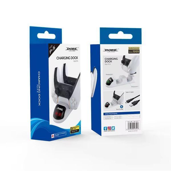 Зарядна станція DOBE TP5-0507 для геймпадів DualSense (PS5) з LED індикаторами (White) 0978 фото
