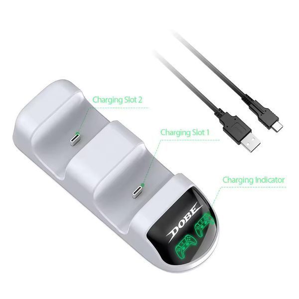 Зарядна станція DOBE TP5-0507 для геймпадів DualSense (PS5) з LED індикаторами (White) 0978 фото