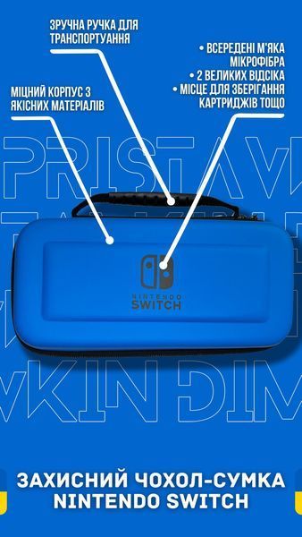 Жорсткий захисний кейс чохол для ігрової консолі Nintendo Switch / Nintendo Switch OLED (Blue) + в подарунок накладки на стіки 0741 фото