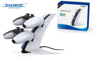 Вертикальна зарядна станція Dobe TP5-0557 для геймпадів Sony DualSense (PS5) c підсвічуванням індикатора заряду 1446 фото