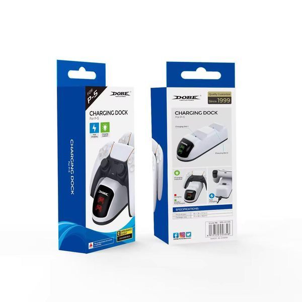 Зарядна станція DOBE TP5-0515B для геймпадів DualSense (PS5) з LED індикаторами (White) 0979 фото