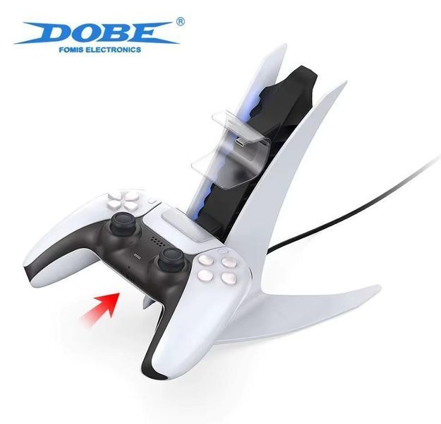 Вертикальна зарядна станція Dobe TP5-0557 для геймпадів Sony DualSense (PS5) c підсвічуванням індикатора заряду 1446 фото