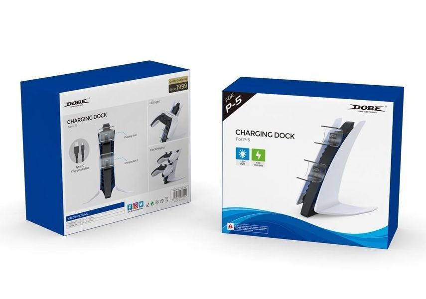 Вертикальна зарядна станція Dobe TP5-0557 для геймпадів Sony DualSense (PS5) c підсвічуванням індикатора заряду 1446 фото