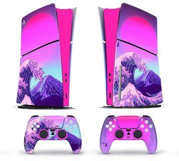 Комплект вінілових наліпок Honson (Wave Pink) для Sony PlayStation 5 SLIM Blu-ray та Dualsense 1085 фото