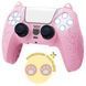Якісний захисний силіконовий чохол Cat Ear Pink для геймпаду Sony DualSense PS5 + накладки на стіки 1304 фото 1