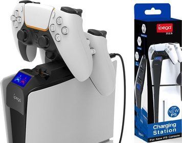 Зарядна станція iPega PG-P5S016 для геймпадів DualSense на Sony PlayStation 5 SLIM (Blu-ray Digital Edition) з індикатором заряду 1449 фото