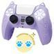 Якісний захисний силіконовий чохол Cat Ear Purple для геймпаду Sony DualSense PS5 + накладки на стіки 1305 фото 1
