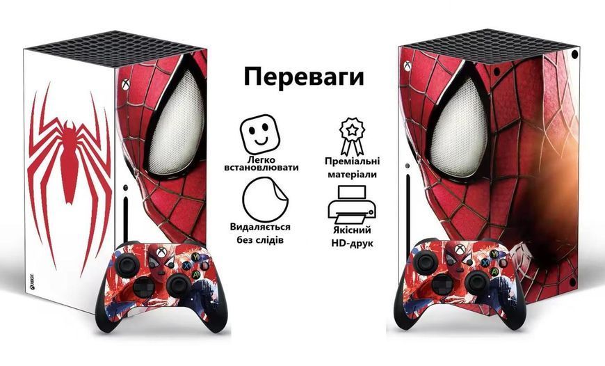 Комплект вінілових наліпок Honson (Spider-Man) для ігрової приставки Xbox Series X та двох геймпадів 1038 фото